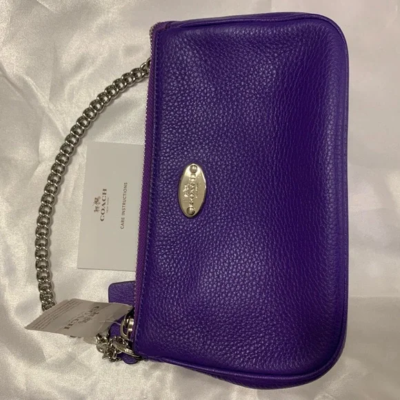 Coach Nolita | Purple Leather Mini Shoulder Bag | Chain Strap Wristlet | F53340 - Picture 7 of 16